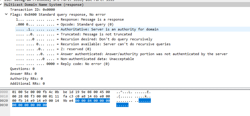 Wireshark no answers