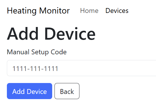 Matter Heating Monitor – Supporting Setup Code